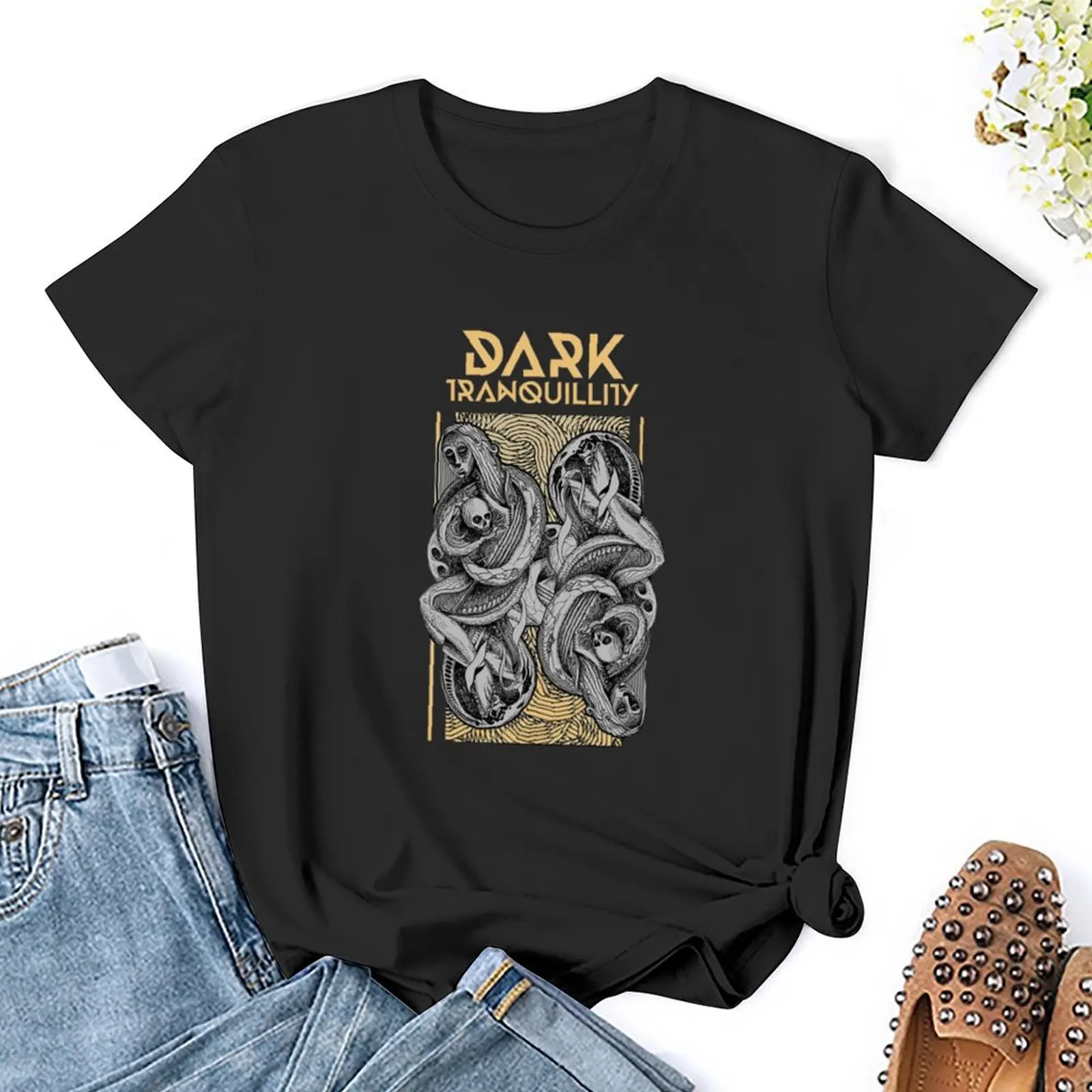 Dunkle Ruhe schwarz und weiß Schädel Design T-Shirt Anime Kleidung Sommer Tops Schwergewichte lustige Kleidung für Frauen