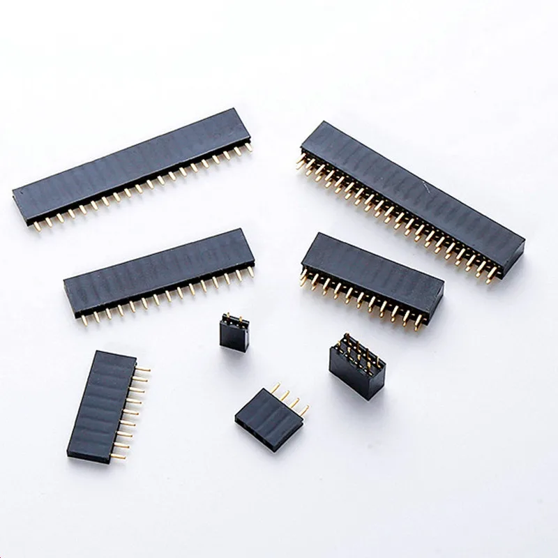 2.54mm Pitch Connector PCB Header Strip Single Row / Double Row Male To Female Socket Black 2/3/4/5/6/7/8/9/10/11/12/13/14/15Pin