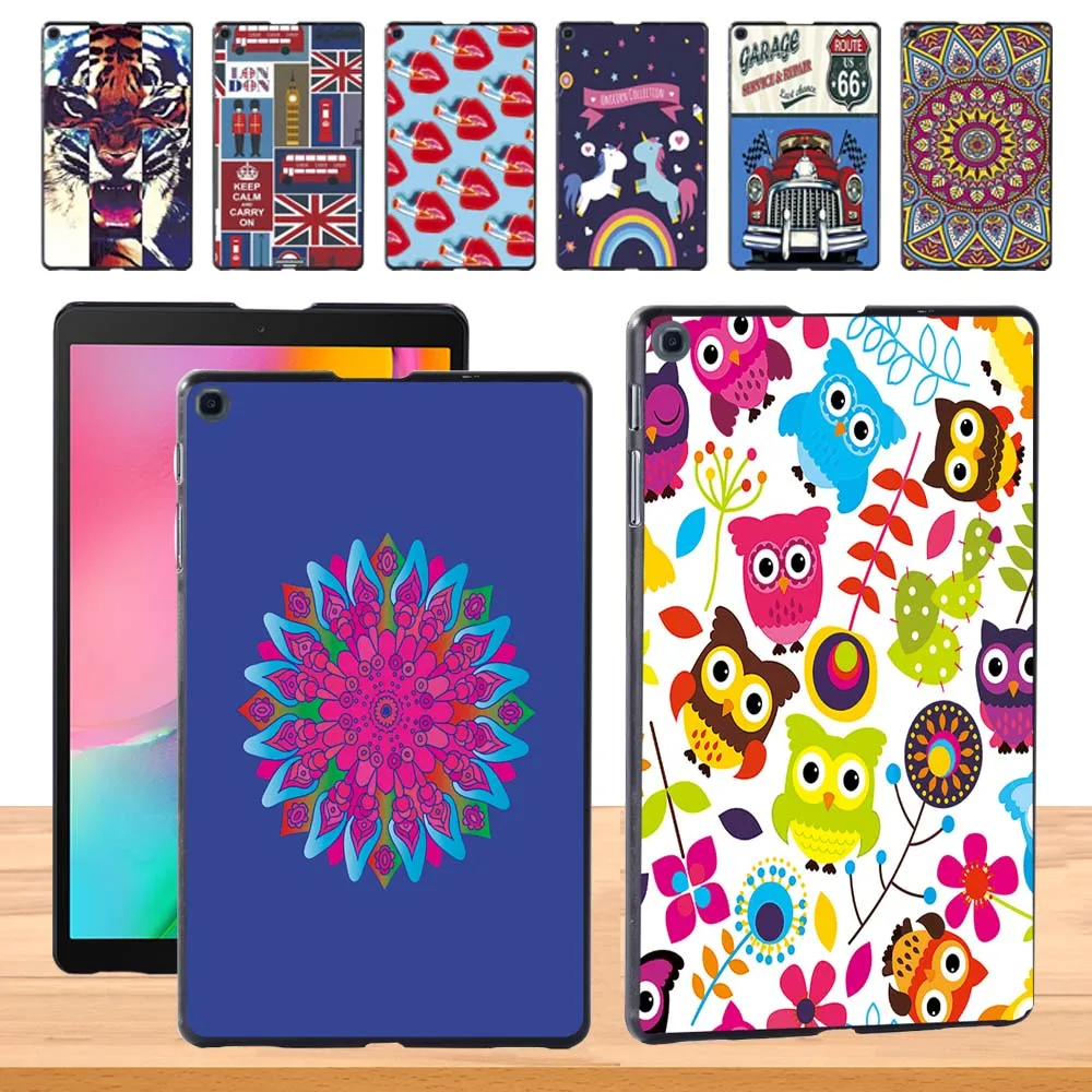 Durable New Tablet Case for Samsung Galaxy Tab A 8.0 (2019) T290 T295 Old Image Pattern Slim Hard Back Case + Free Stylus