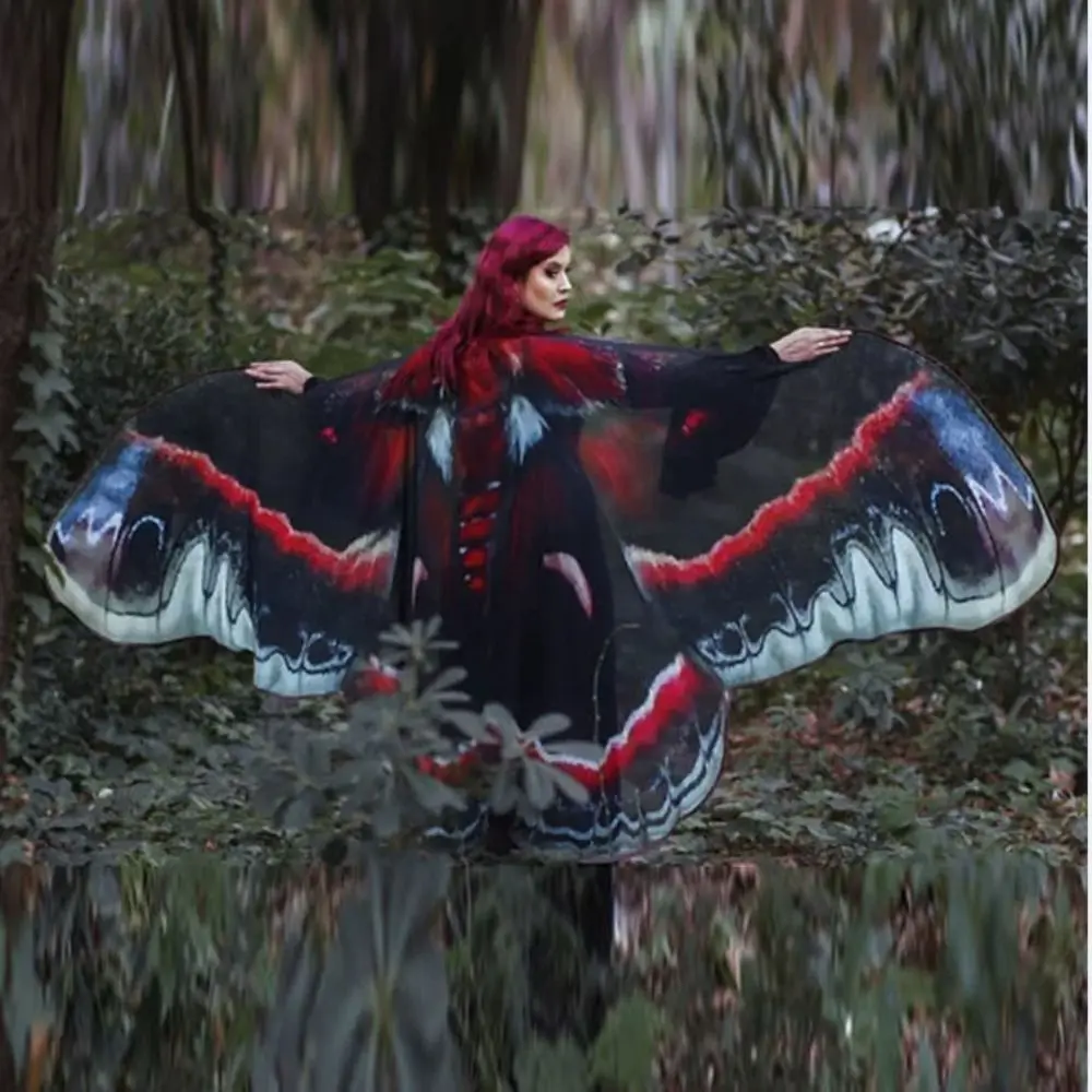 Beautiful Moth Butterfly Cape Party Masquerade Butterfly Peacock Shawl Show Dress Up Butterfly Cosplay Costumes Female