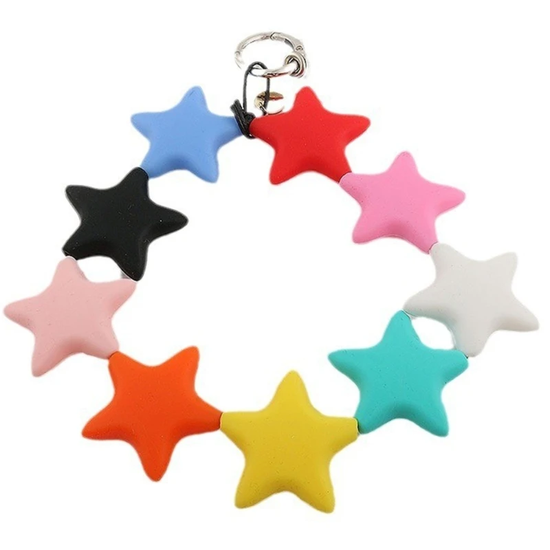 Multicolor Star Phone Strap Colorful Keychain Pendant Acrylic Wrist Chain for Mobile Security Stylish Purse Decoration