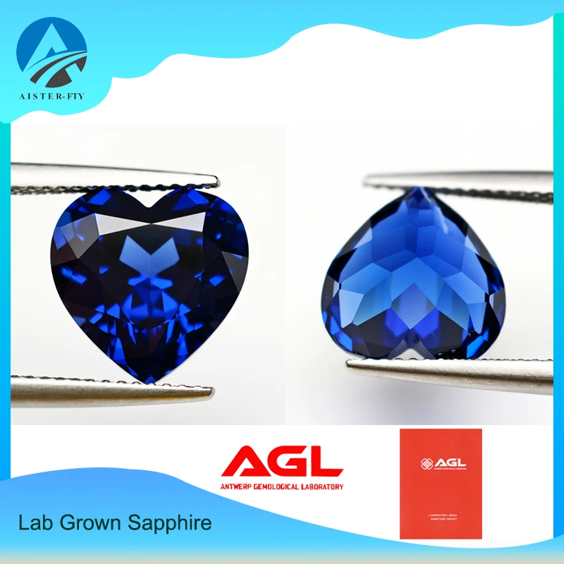 

Top Lab Grown Sapphire Gemstone Heart Shape Royal Blue Synthetic Sapphire Gems Loose Stone With AGL Certificate for Jewerly Make