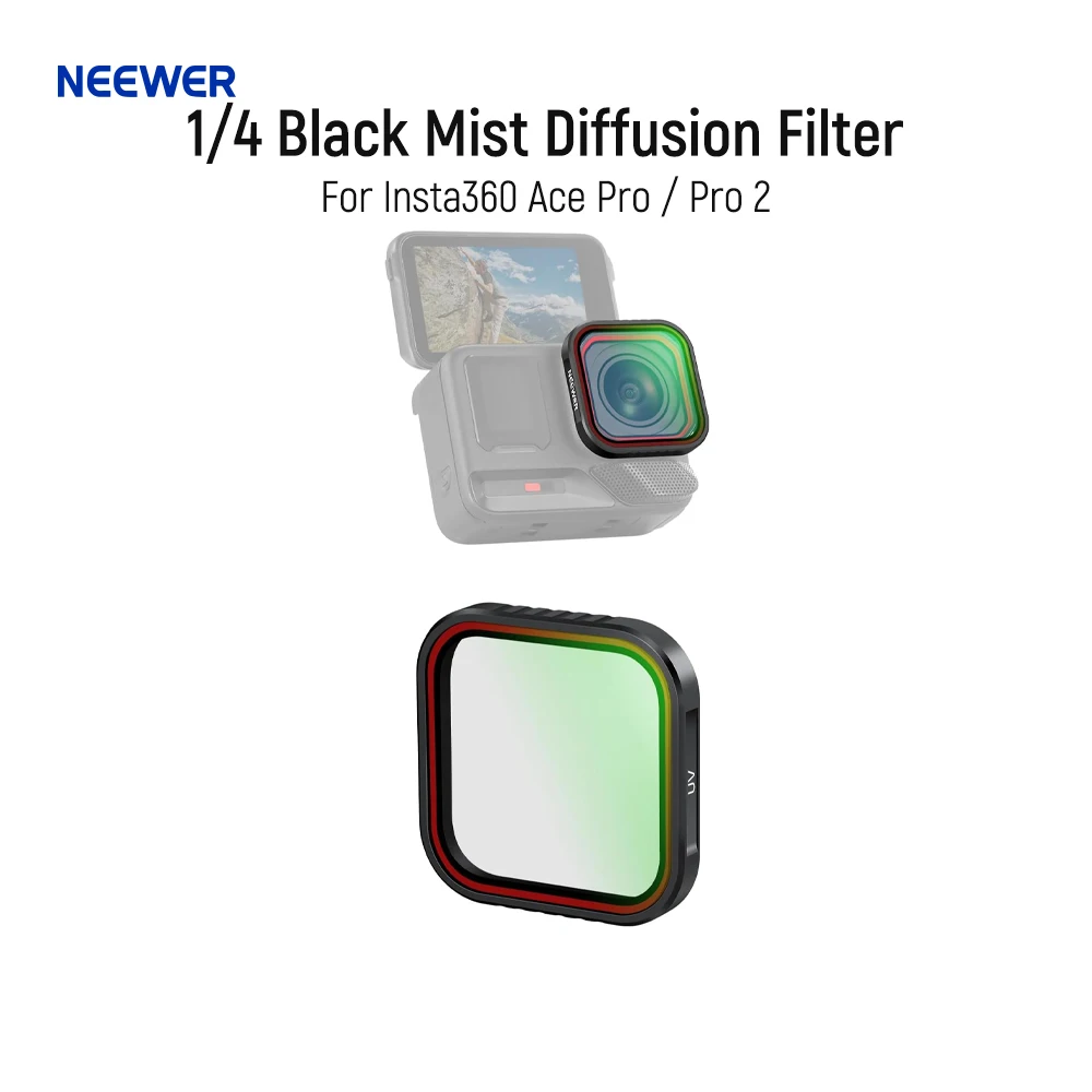 

NEEWER 1/4 Черный диффузионный фильтр, совместимый с Insta360 Ace Pro/Pro 2, HD-фильтр для объектива экшн-камеры из оптического стекла