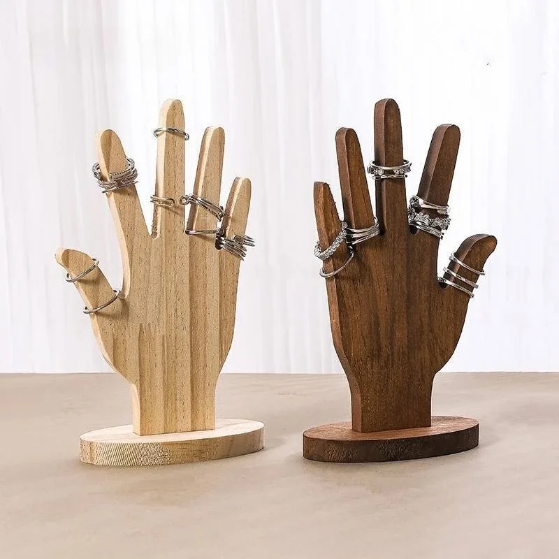 Walnut Palm Solid Wood Ring Ring Bracelet Display Stand Jewelry Rack Display Rack Commercial Stall Ring Rack