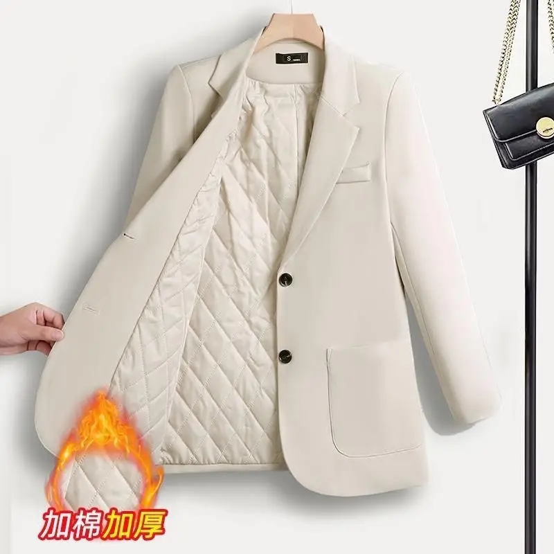 

Casual blazer for spring and autumn, thick and cotton-woven, 2026 new style, elegant and warm, women's suit, women's clothing
