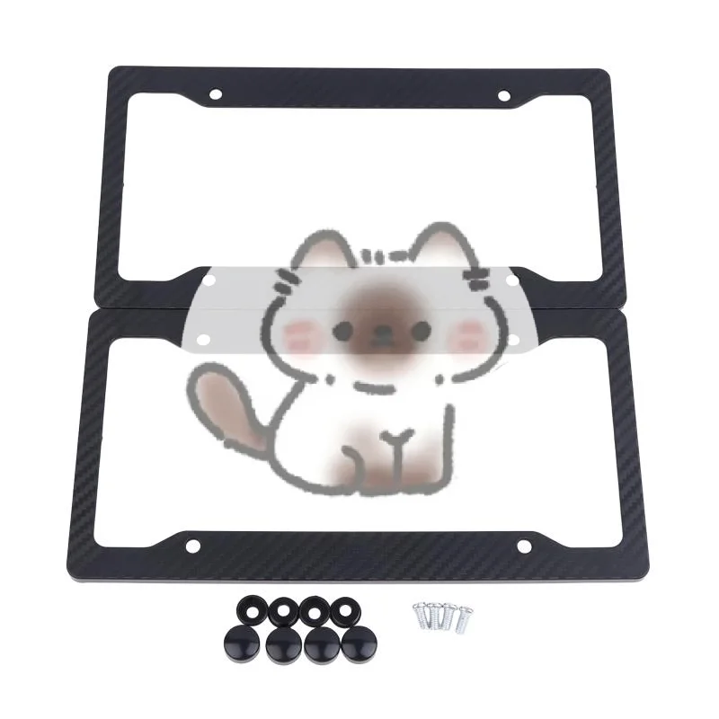 

High quality1/2Pcs Universal License Plate Frame Carbon Pattern Plastic License Plate Frame Bracket With Standard Screw Kits