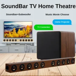 40W Wooden TV SoundBar Bluetooth Speaker Home Theater System 3D Surround Sound Bar Subwoofer Audio Remote Control Wall Mountable