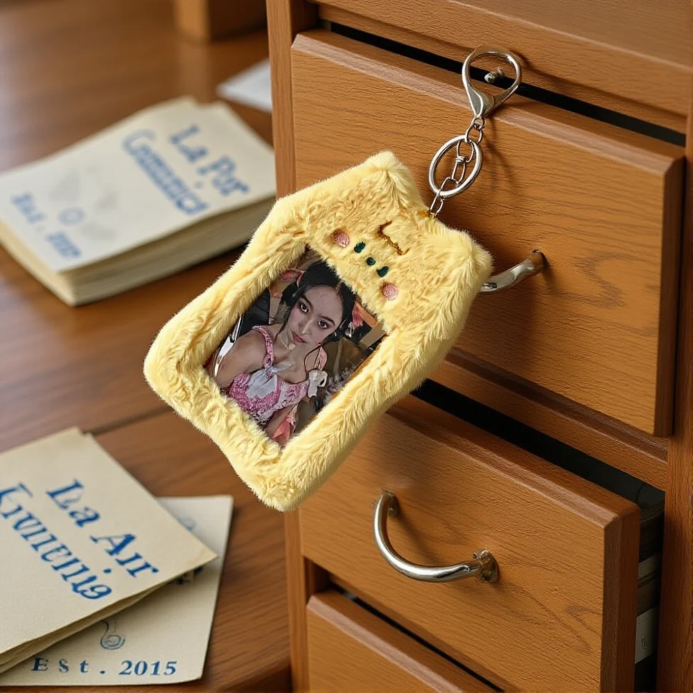 

Милый плюшевый держатель для фотокарточек в виде медведя и кролика, чехол для фотоальбома K-pop айдолов, обложка для ID-карт с брелоком-подвеской