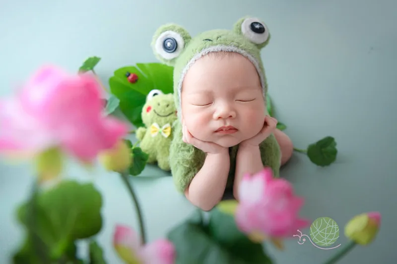 ❤️Newborn Photography Clothing Cute Frog Hat+Jumpsuit+Doll 3Pcs/Set Baby Photo Props Accessories Studio Shoot Clothes Outfits