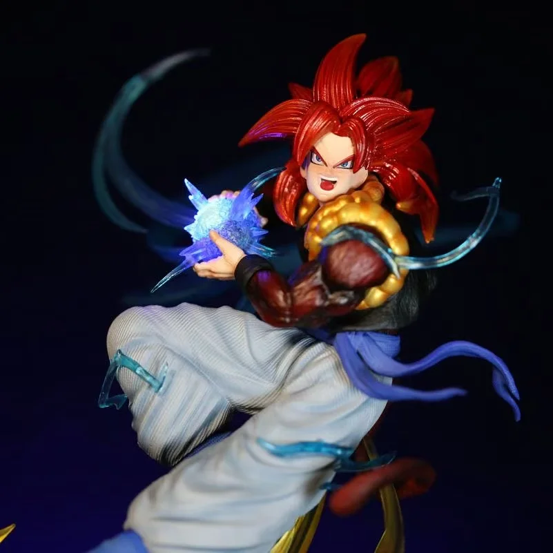 لعبة دراغون بول أنيمي الشكل سوبر سايان 4 Gogeta هالة نسخة تضيء المشهد تمثال سطح المكتب الديكور هدية #5