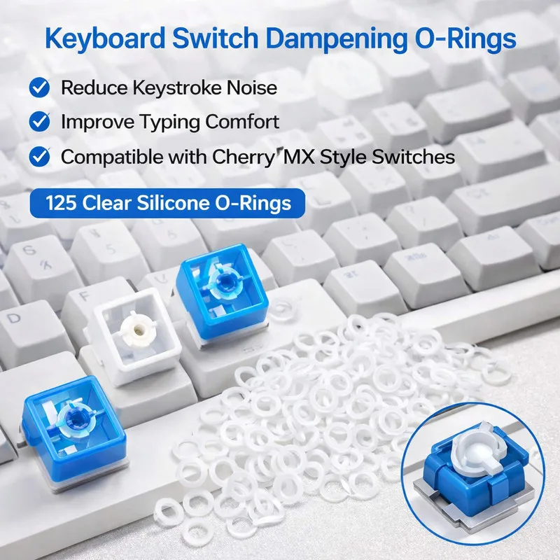 150pcs Clear Rubber O Ring Sealing gasket Switch Dampeners - Perfect for Mechanical Keyboards & Cherry MX Switches