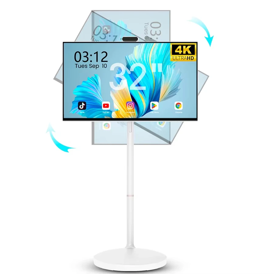 24 Inch 4K Smart Friendship Machine with Multi-Touch Screen, Wheels, 15000mAh Battery, Portable Live Display