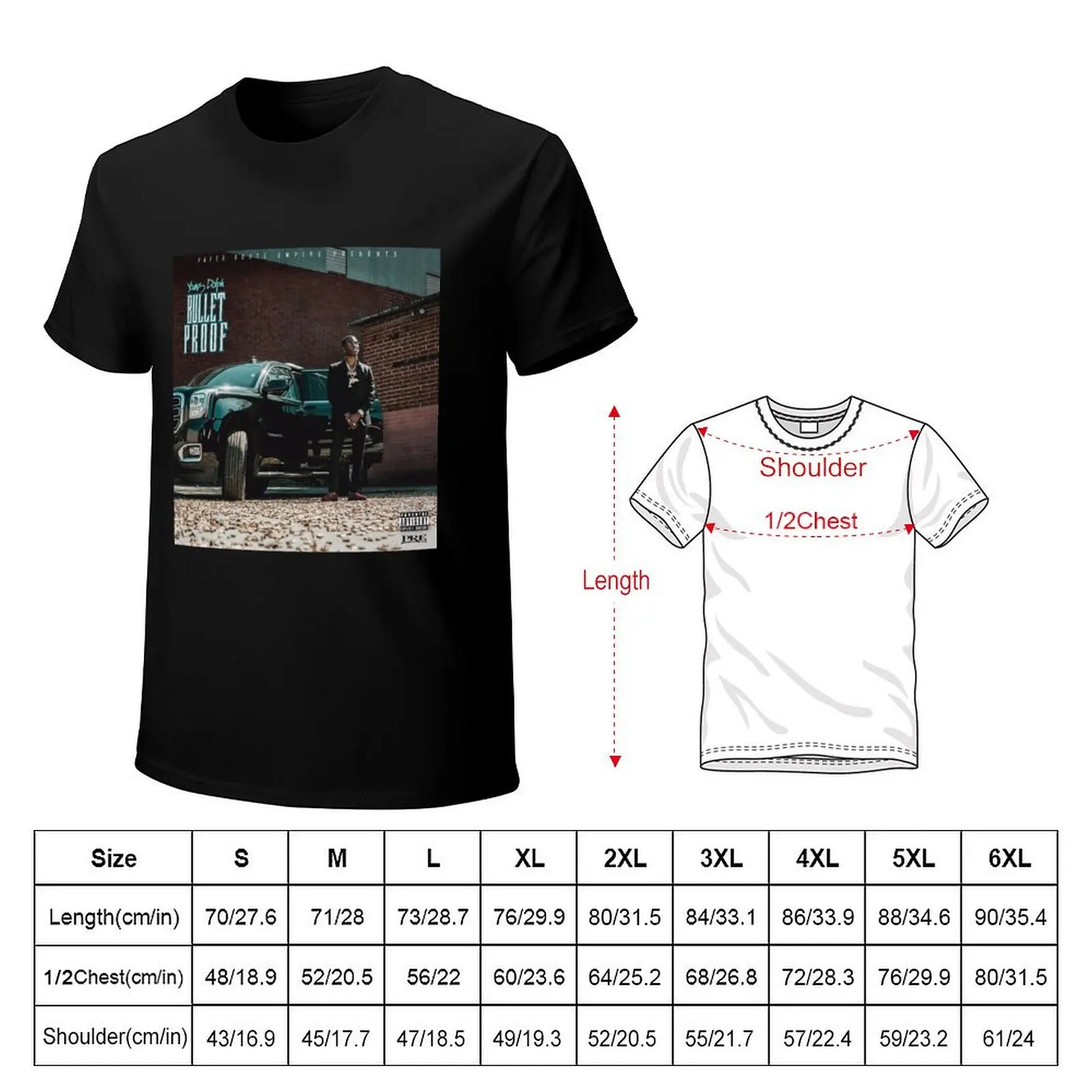 Bulletproof - Young Dolph T-Shirt t shirts for man graphic tees T-Shirt