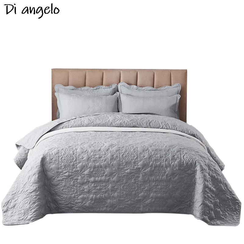 European Style king Queen Size Cotton Polyester Bedding Thick Bedspread Pillow Case Quilting Bed Covers Bed Linen Solid Color #/