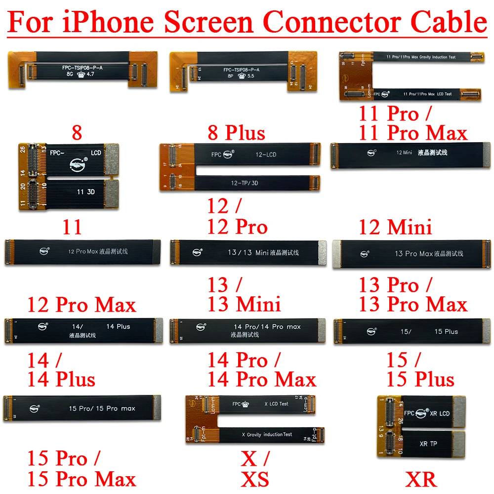 

LCD Signal Test Flex Cable Touch Screen Connector Display FPC Flex Circuit Board For iPhone 11 12 13 14 15 Pro XS Max 8 Plus XR