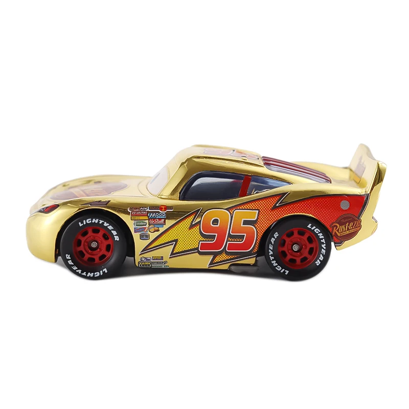 Cars Disney Pixar Cars 2 3 Lightning McQueen Golden Model Car 1:55 Diecast Vehicle Metal Toy Car Kids Birthday Gifts