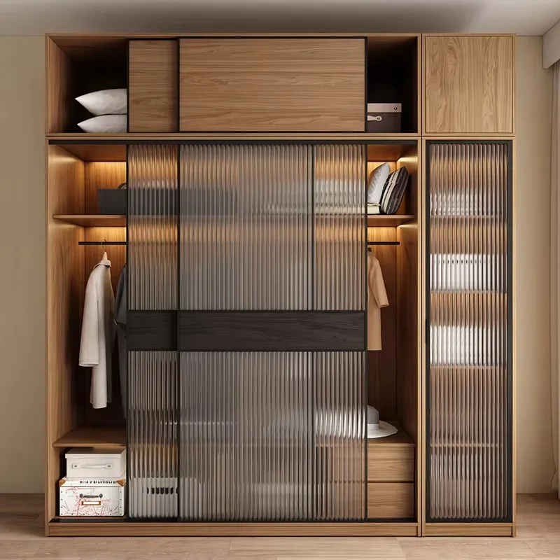 

Luxury Orgnizer Tall Wardrobes Wood Glass Doors Clothes Storage Wardrobes Bedroom Organizer Ropero De Ropa Furniture Home
