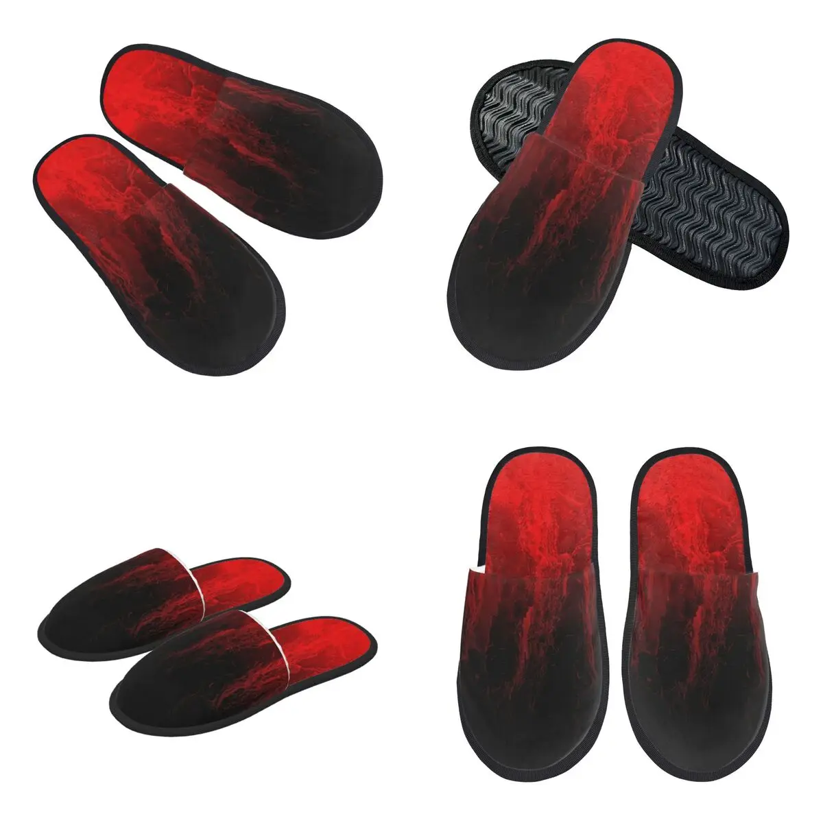 Custom Red Fire Flame Slippers Memory Foam Warm Soft Women House Slipper Indoor Comfy Shoes