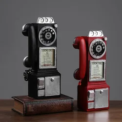 Vintage Rotate Classic Look Dial Pay Phone Model Retro Booth Home Decoration Ornament Phone Booth Call Telephone Figurine