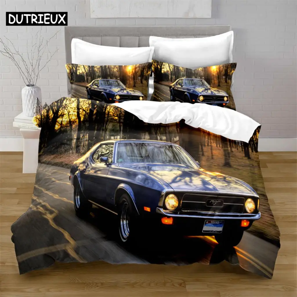 

High - Definition Printed Mustang Car - Themed Quilt Cover Set with Pillowcase for US, AE, and UE Markets in Home Textiles