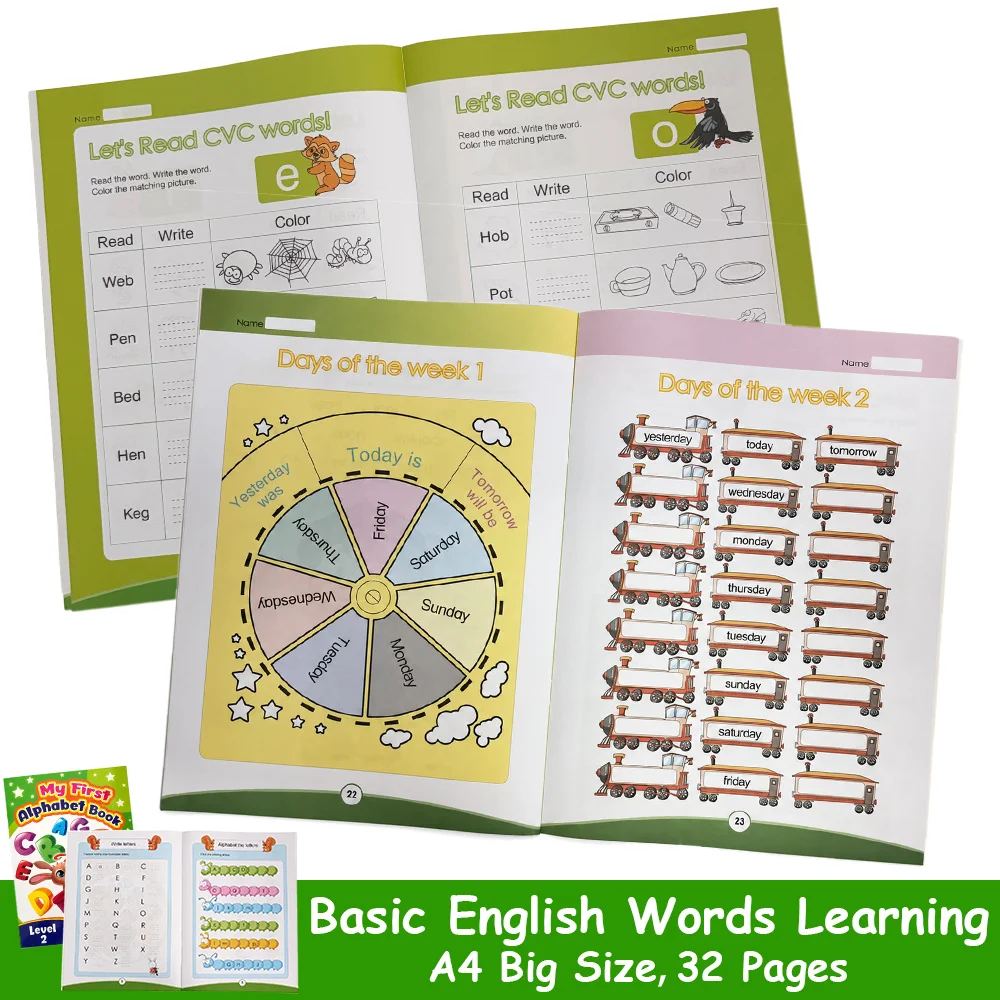 My First Alphabet Book Homeschool Early Education English Letters & Vocabulary Workbook Sight Words Handwriting Exercise Book