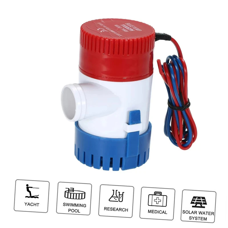 

12V Pump 1100GPH Marine Bilge Pump Submersible Boat Pump Inflatable pool Inflation adapters Throw bag kayak