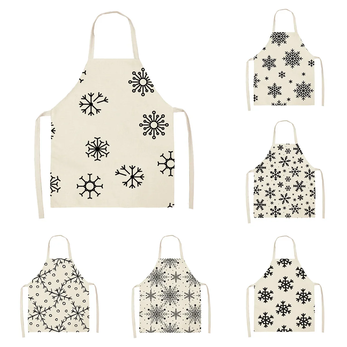 Women's kitchen apron Linen man Children's Big size Child girl Waterproof boho Half Work Coffee simple Modern snowflakes