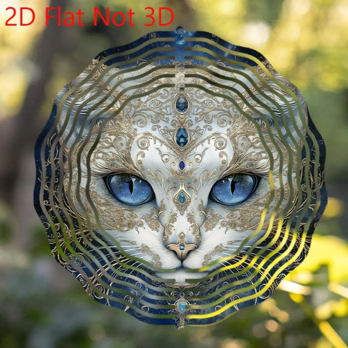 CIFBUY Metall-Katzen-Windspiel, Anpassbares Geschenk für Katzenliebhaber, Hängedekoration für Innen und Außen, Gartendeko, Gold-Blaues Design