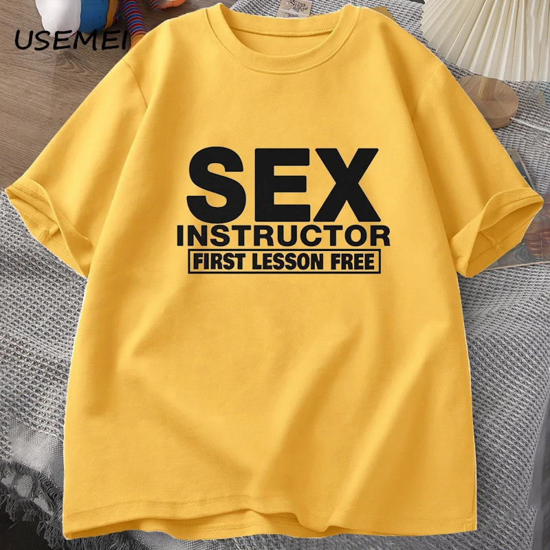 Men's Cotton T-Shirt Funny Short Sleeve Long Sleeve Slim Fit Youthful Style Henry Collar Shirt First Lesson Free Sve Te