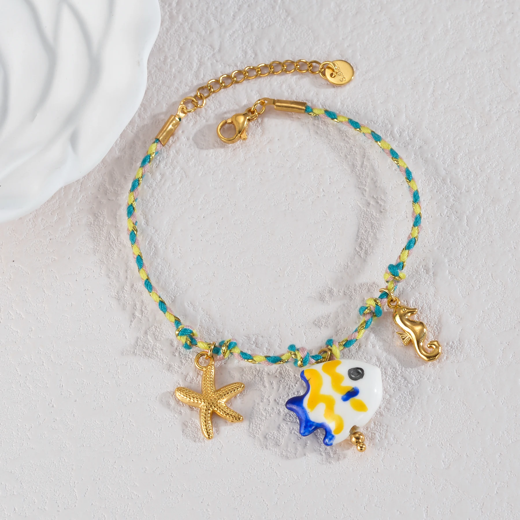 اليدوية حبل مضفر السيراميك الأسماك سحر أقراط سوار قلادة للنساء الصيف المحيط اكسسوارات طقم مجوهرات هدايا