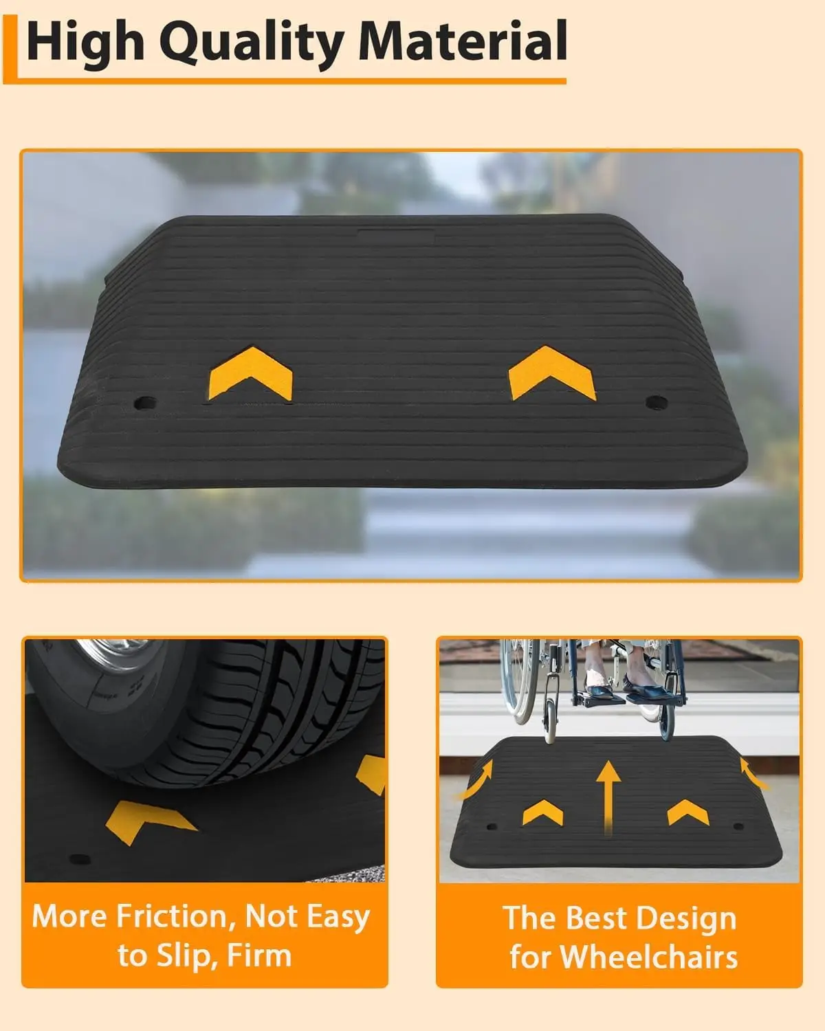 4-Inch Rubber Threshold Ramps, 2-Pack