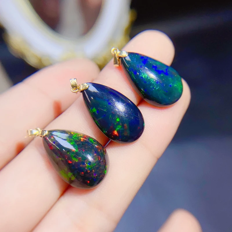 Natural black opal pendant necklace for women silver 925 jewelry luxury gem stones 18k gold plated free shiping items