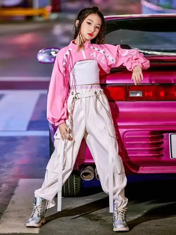 

Women Girl Jazz Dance Costume Children Street Hip hop Dance Jazz Stage Kid Kpop Dance Costume for Girls pink Outfit dance set