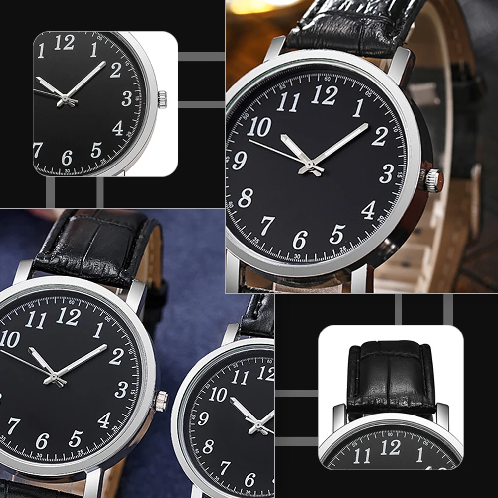

2 pcs Modern Alloy Watches For Lovers Classic Black Wristwatches Durable Business Leisure Fashion Strap Quartz Couple