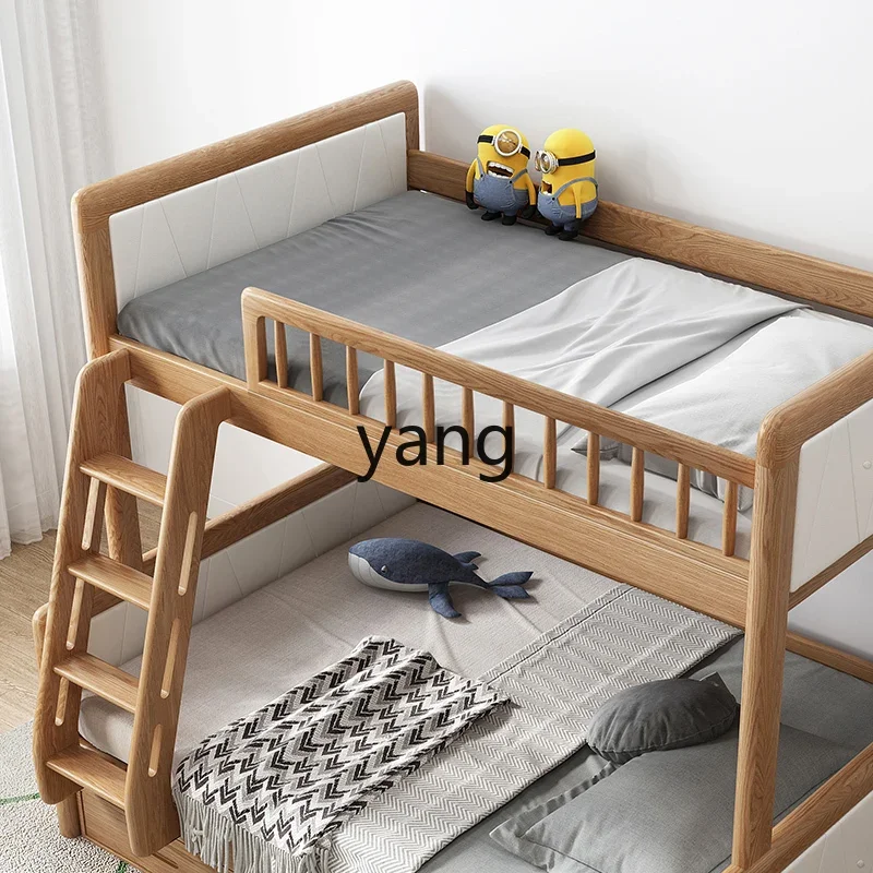 Lmm all solid wood high and low bed two-layer small apartment oak function double-layer storage upper and lower bed