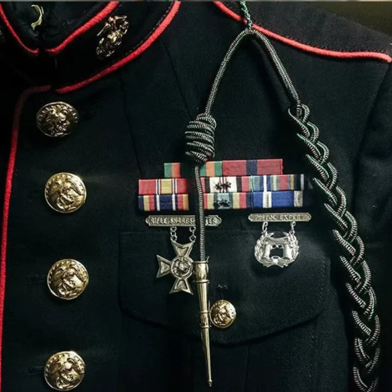 

U.S. MARINE CORPS DRESS AIGUILLETTE GREEN RED BRAIDED CORD SHOULDER ROPE Aguillette Aiglet Aglet Accessories