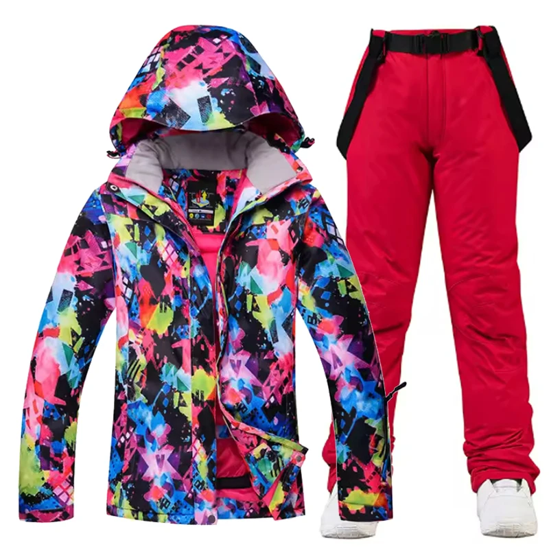 

Cheaper, Women Snow Wear Suit Sets, Snowboard Clothing, Waterproof, Winter Costume, Ski Jacket and Strap Pant, Belt Bibs, Female