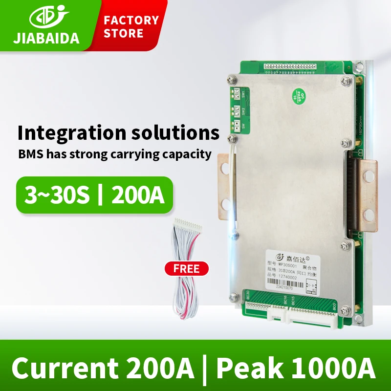 JBD BMS 3S 4S 6S 7S 8S 10S 12S 13S 14S 15S 16S 17S 20S 24S 28S for Lithium Battery Pack 100A 120A 150A 200A Peak Current 1000A