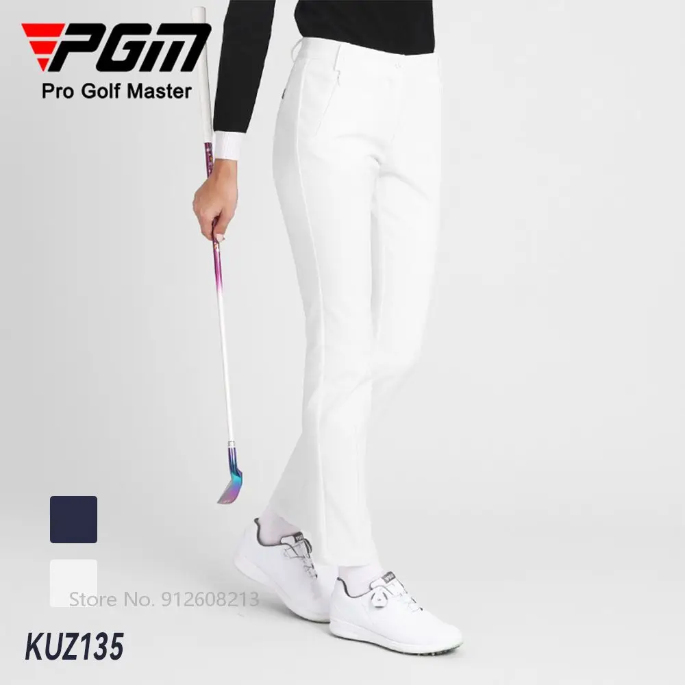 PGM Autumn Women Warm Cropped Golf Pant Winter Ladies Elastic Windproof Golf Trousers Slim Casual Straight Sports Sweatpants