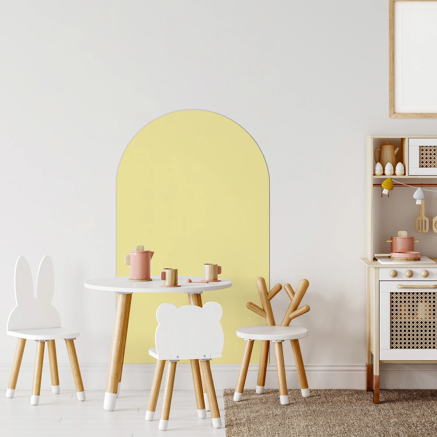 1 Piece of Arched Decorative Magnetic Whiteboard Wall Sticker, Classic Light Yellow Pattern, Self-Adhesive, Easy to Remove, Can