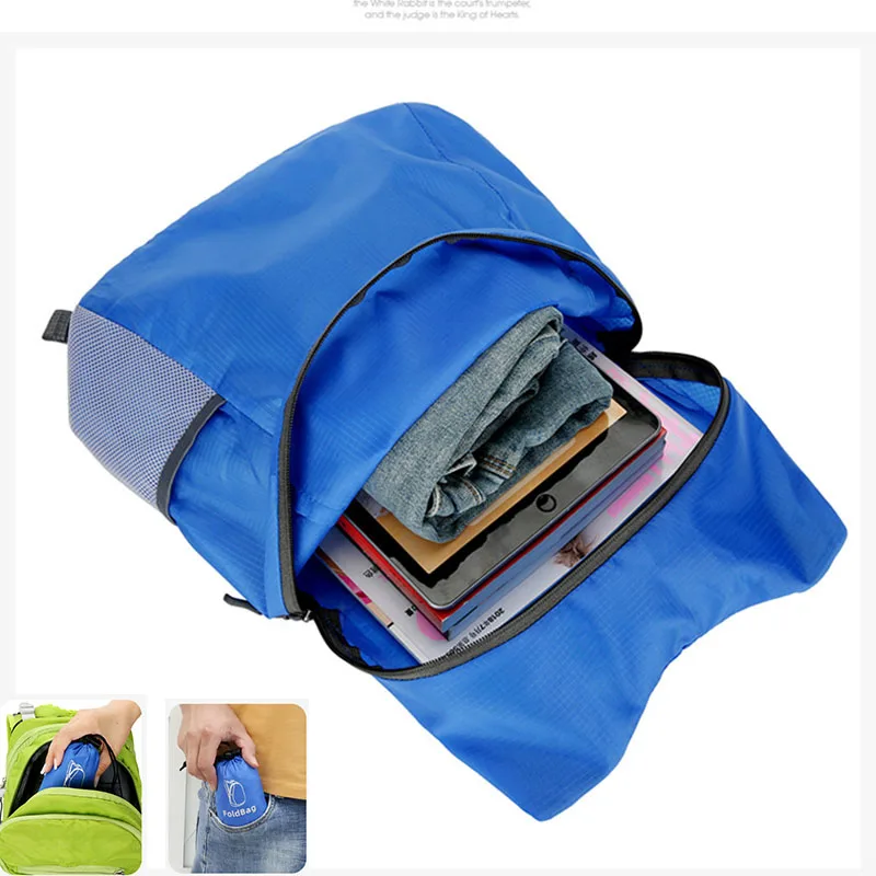 With Drawstring Storage Bags Foldable Backpack Zipper Large Capacity Lightweight Nylon Bag School Bag Shoulders Bag Hiking
