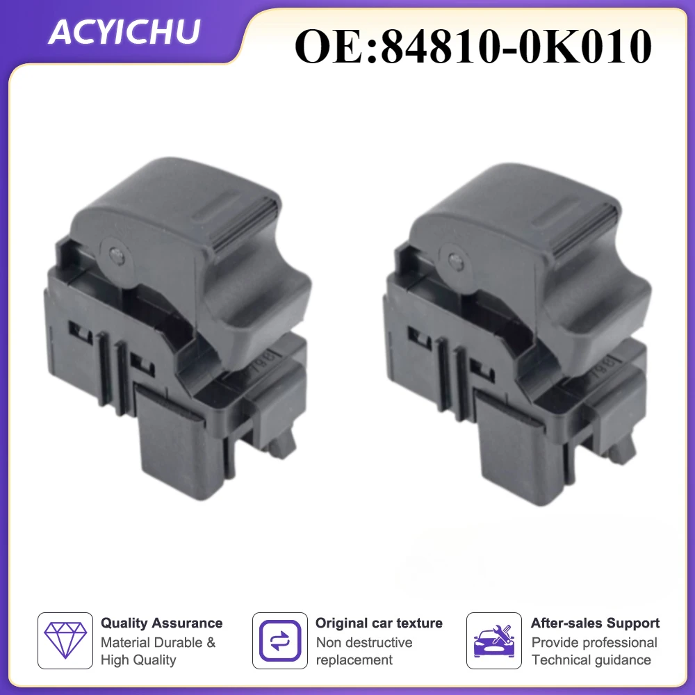 2PCS 84810-0K010 Car Power Window Control Switch Button Fit for Toyota Hilux Vigo 2004‑2011 84810‑0K010 Window Switch Button