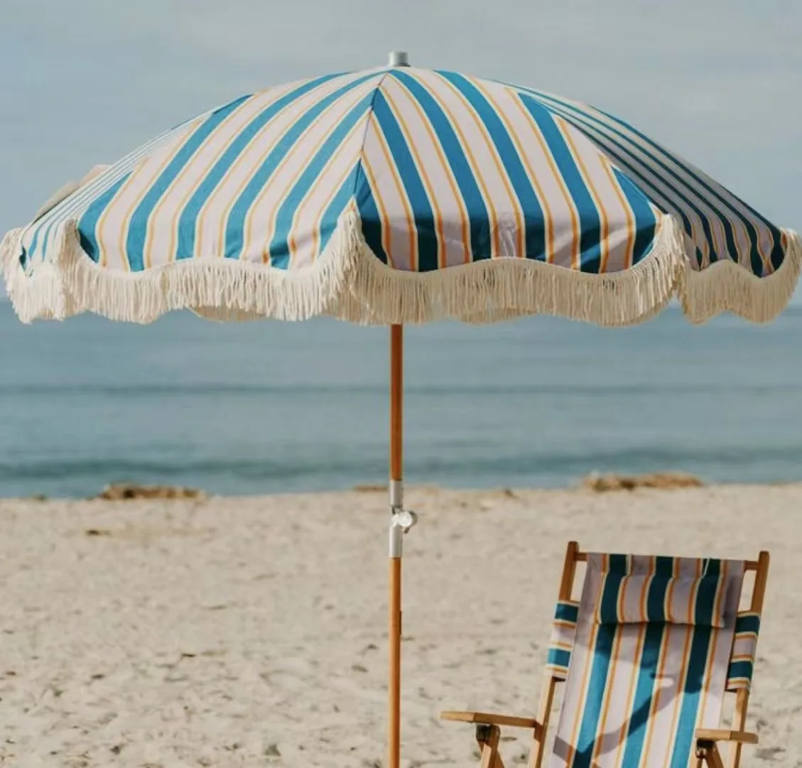 رائجة البيع قماش خشبي مقاوم للماء فناء بركة حديقة خشبية في الهواء الطلق شاطئ مظلة الشمس مع شرابة