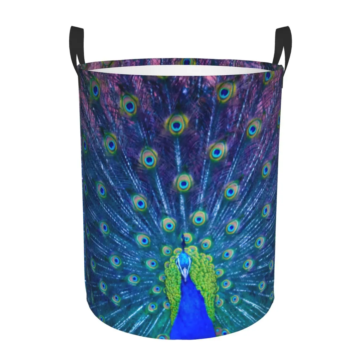 Custom Peacock Laundry Hamper Large Storage Basket Feather Animal Cute And Beautiful Girls Boys Toy Organizer