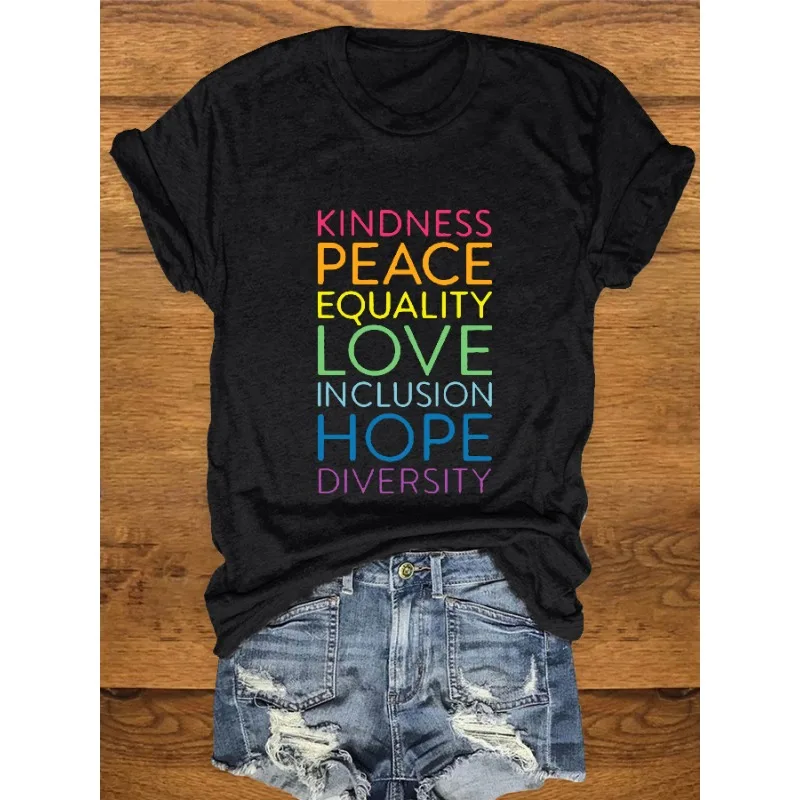 Women's Casual Round Neck Short Sleeve T-shirt Summer Pride Month Pattern Tops