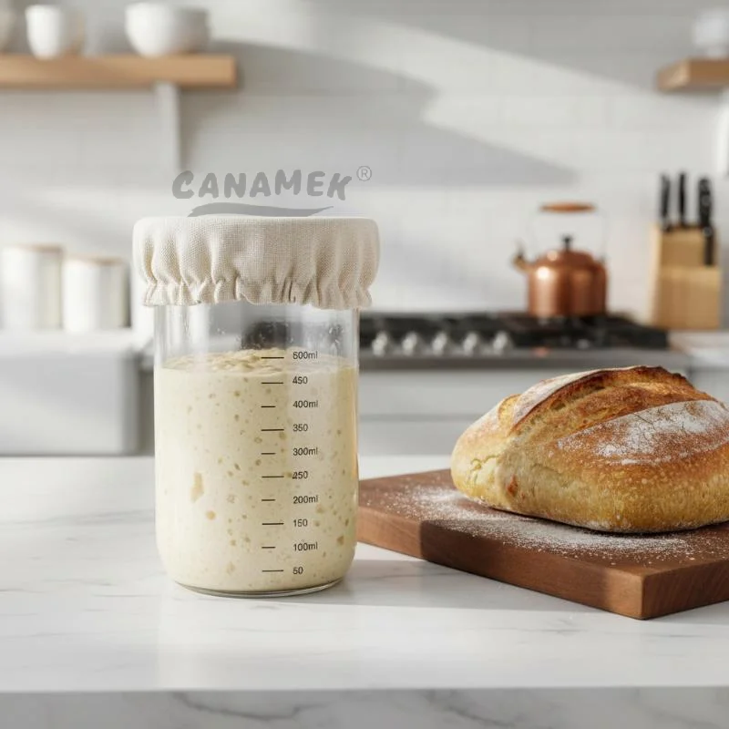 4/8Pcs Reusable Cotton Sourdough Jar Covers With Breathable Fabric For Home Baking Bread Fermentation