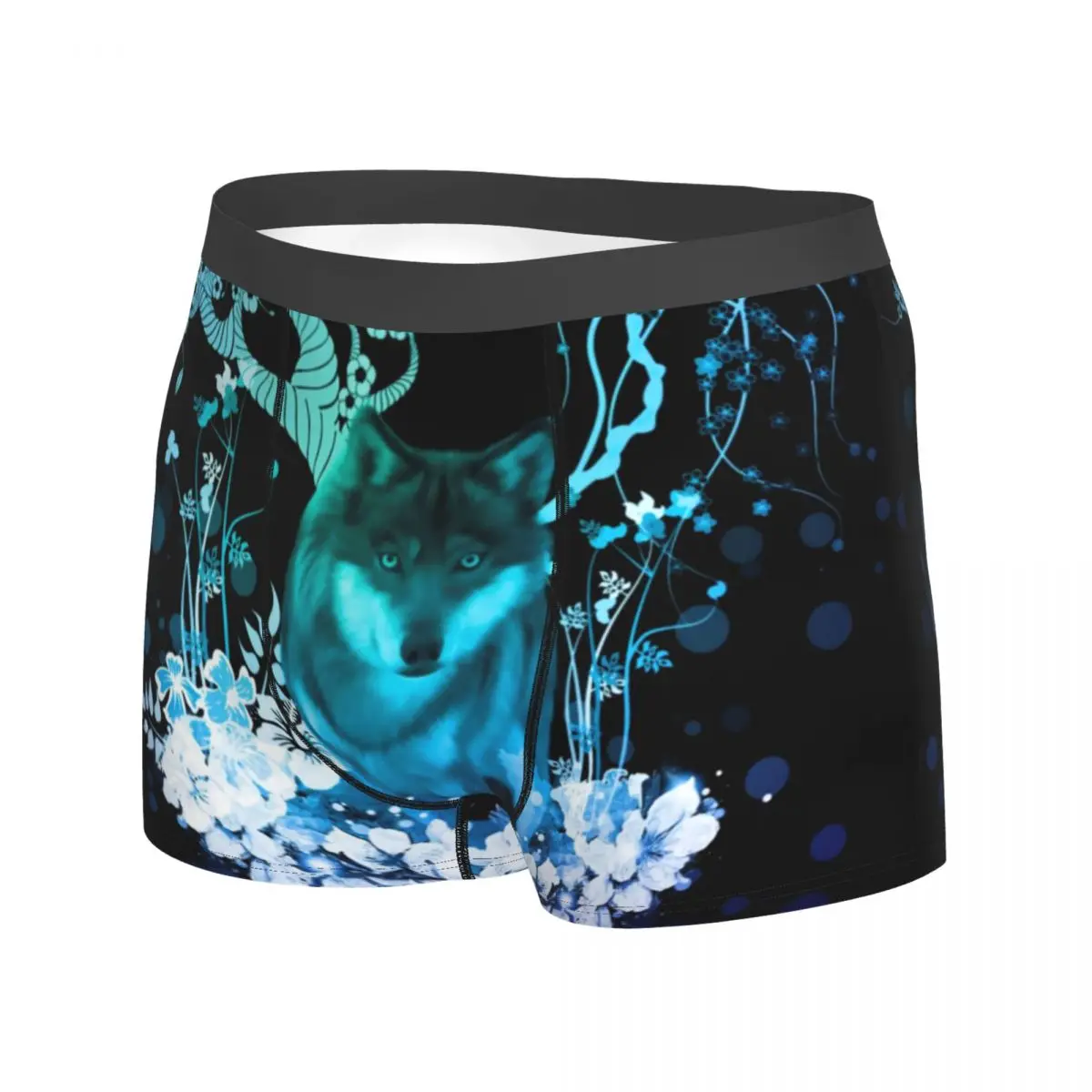 Amazing Wolf Underwear Floral Print Cute Panties Printing Shorts Briefs 3D Pouch Man Large Size Boxershorts