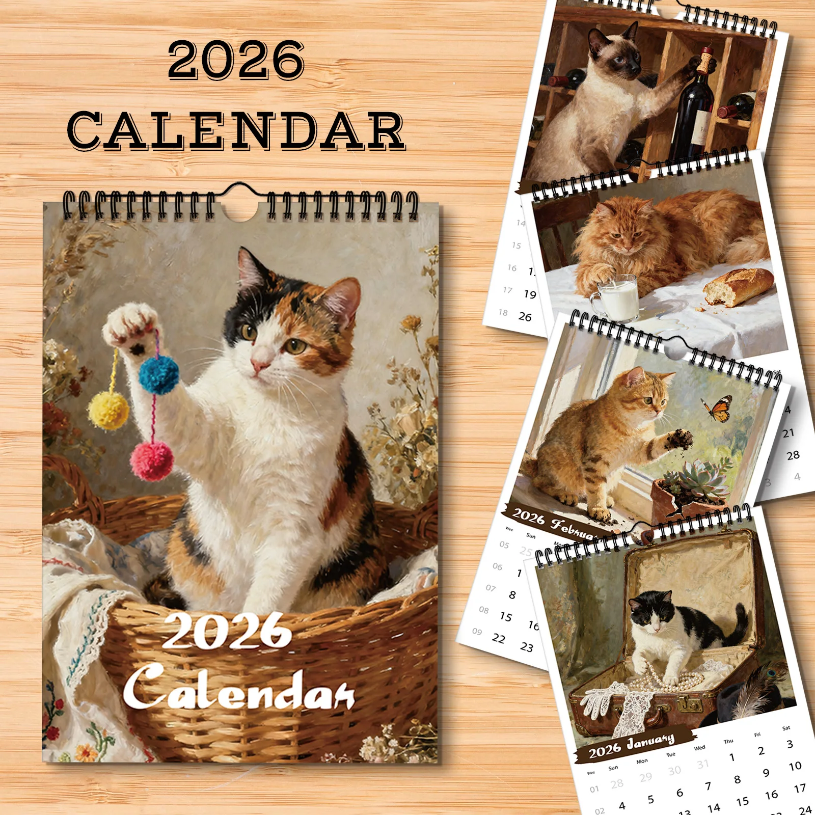 

1PC 2026 A4 Wall Calendar,Birthday Calendar,Calendar With Monthly Cute Cats,12 Funny Cat Photos,Perfect Christmas &New Year Gift