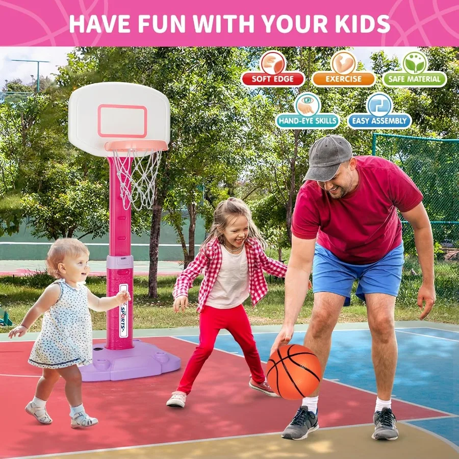 Mini aro de baloncesto ajustable para niños pequeños de 1 a 3 años, uso interior y exterior con 3 pelotas, juguete deportivo perfecto para cumpleaños, Navidad G