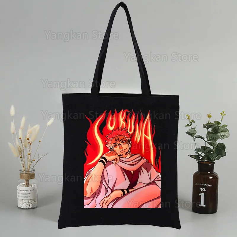 

Sukuna Canvas Shoulder Bag High Capacity Tote Bag Aesthetics Shopping Bags Cotton Handbags Books Bag For Girls